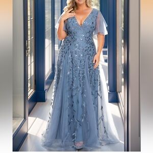 Ever Pretty Blue Embellished Maxi Dress